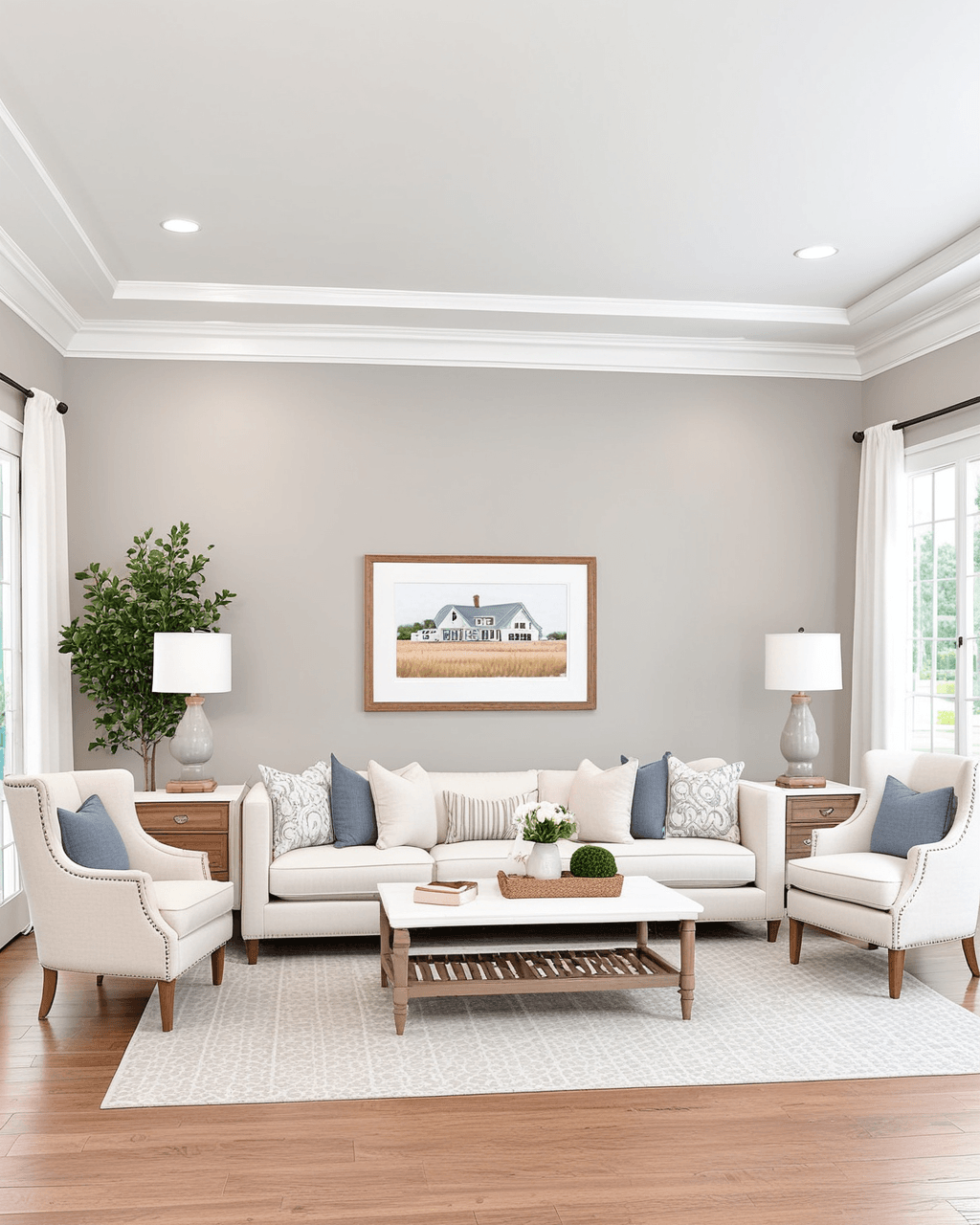 Minimal Living Room Interior paint color combination — Individual White