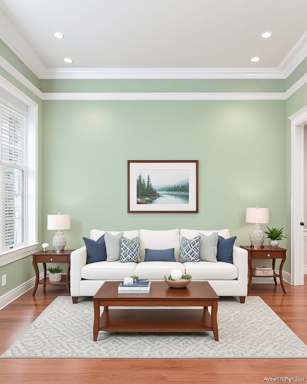Pastel Living Room Interior paint color combination — Rainwashed