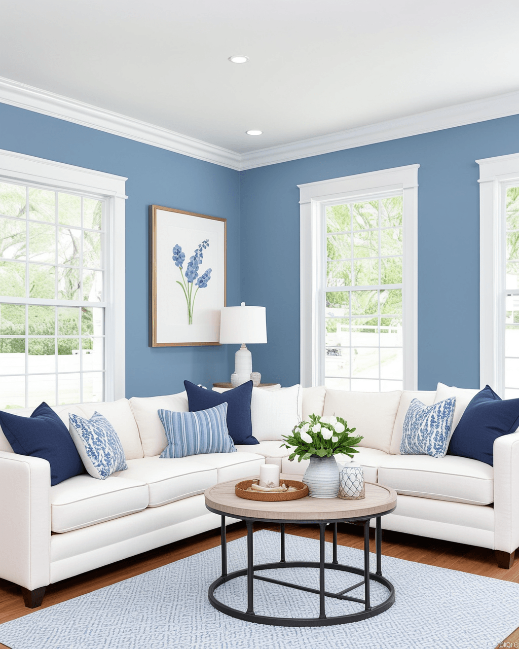 Cool Living Room Interior paint color combination — Baby Blue Eyes