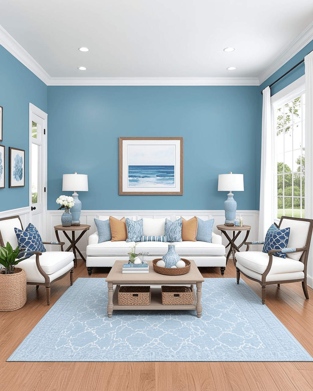 Cool Living Room Interior paint color combination — Resolute Blue