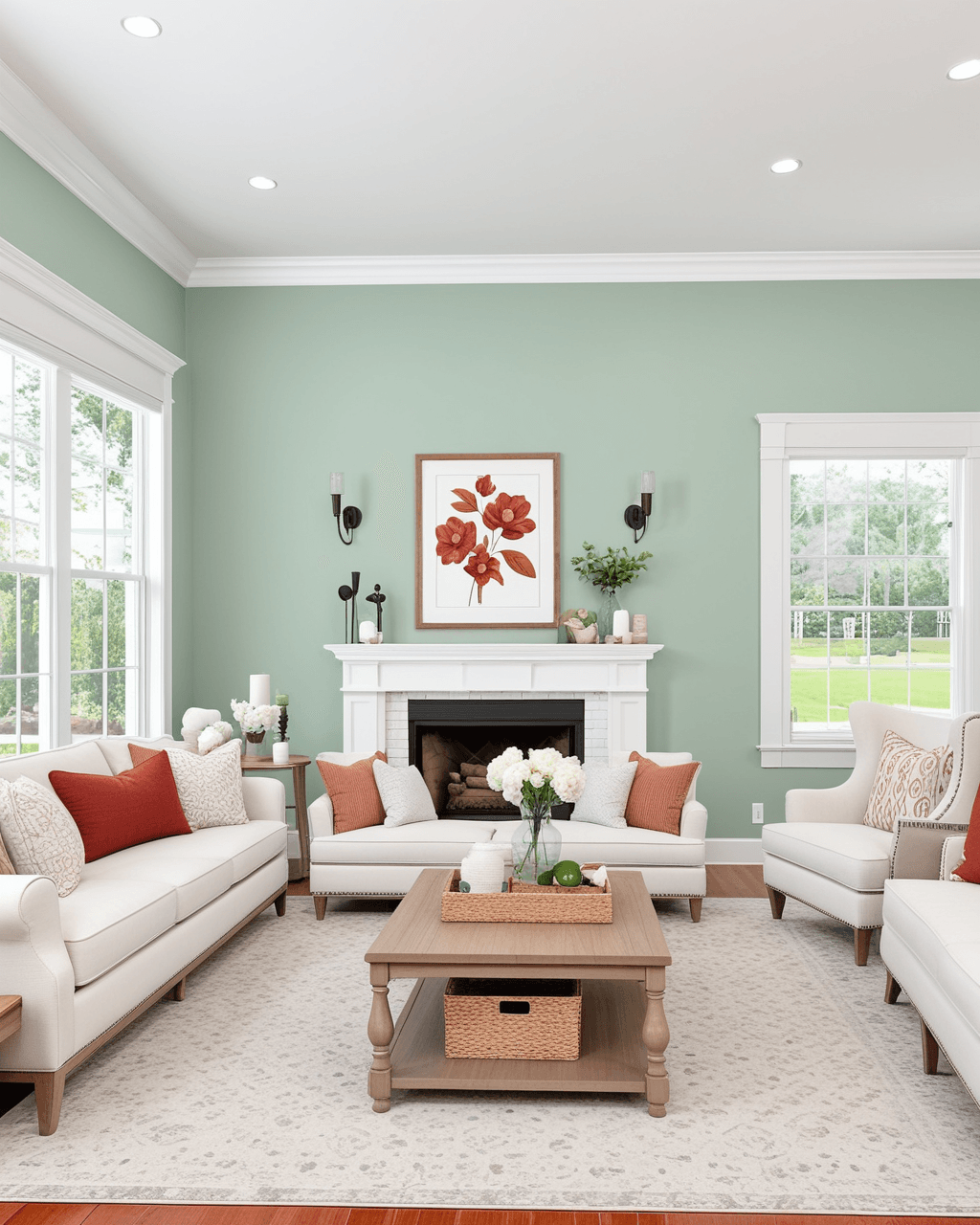 Pastel Living Room Interior paint color combination — Comfort Gray