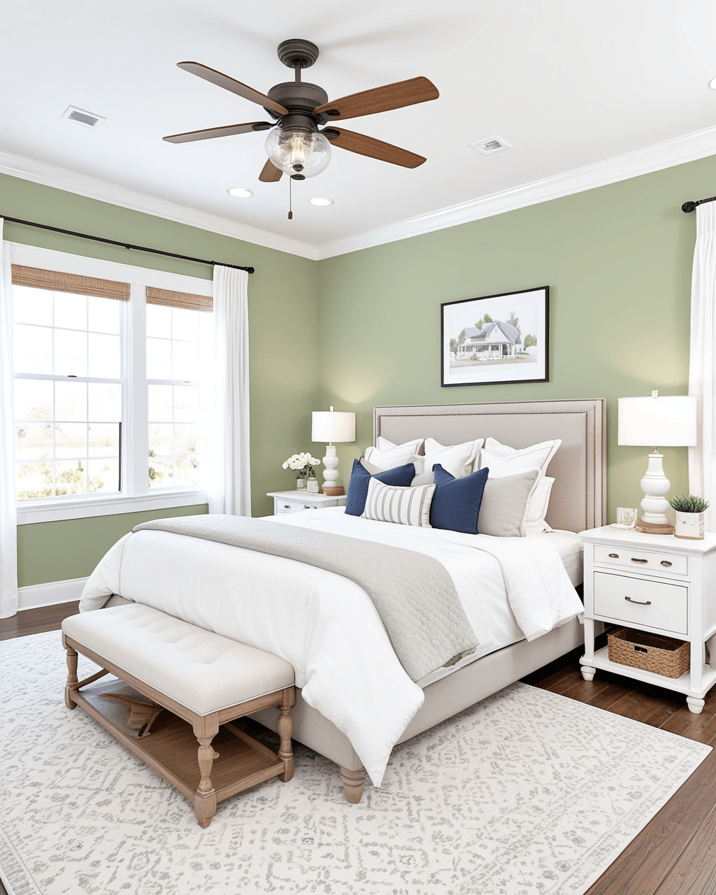 Pastel Bedroom Interior paint color combination — Softened Green