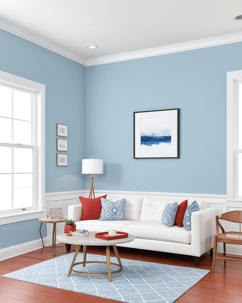 Pastel Living Room Interior paint color combination — Blissful Blue