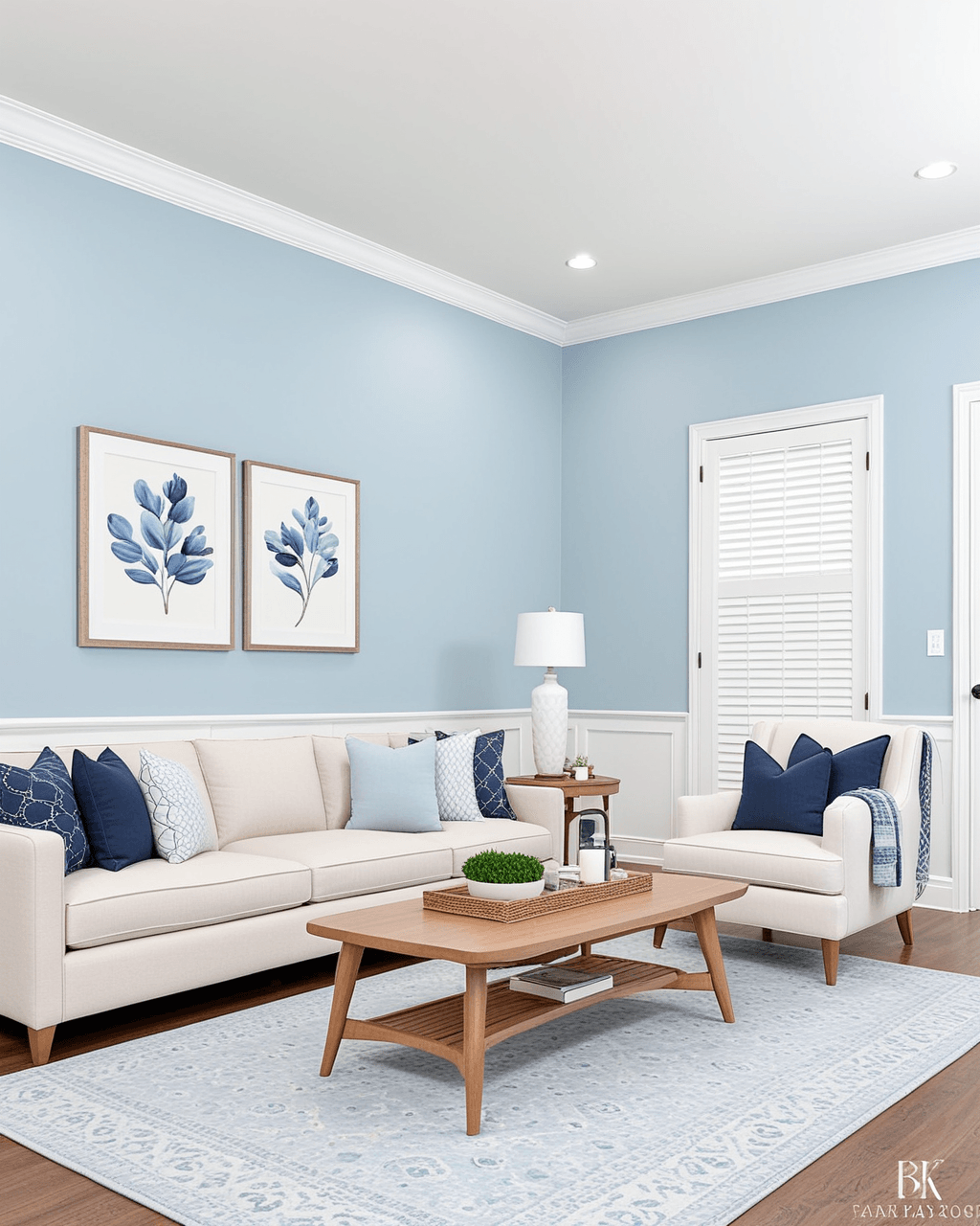 Minimal Living Room Interior paint color combination — Rhythmic Blue