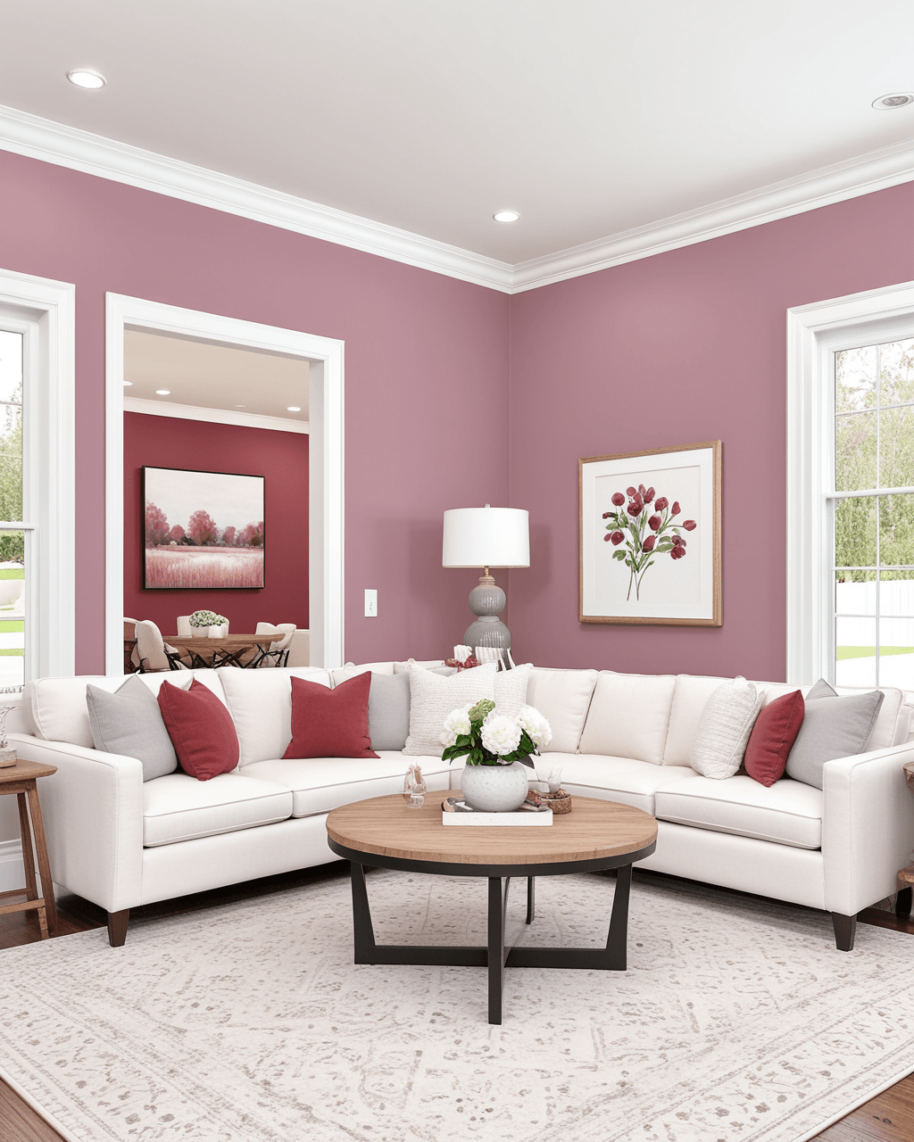 Modern Living Room Interior paint color combination — Thistle