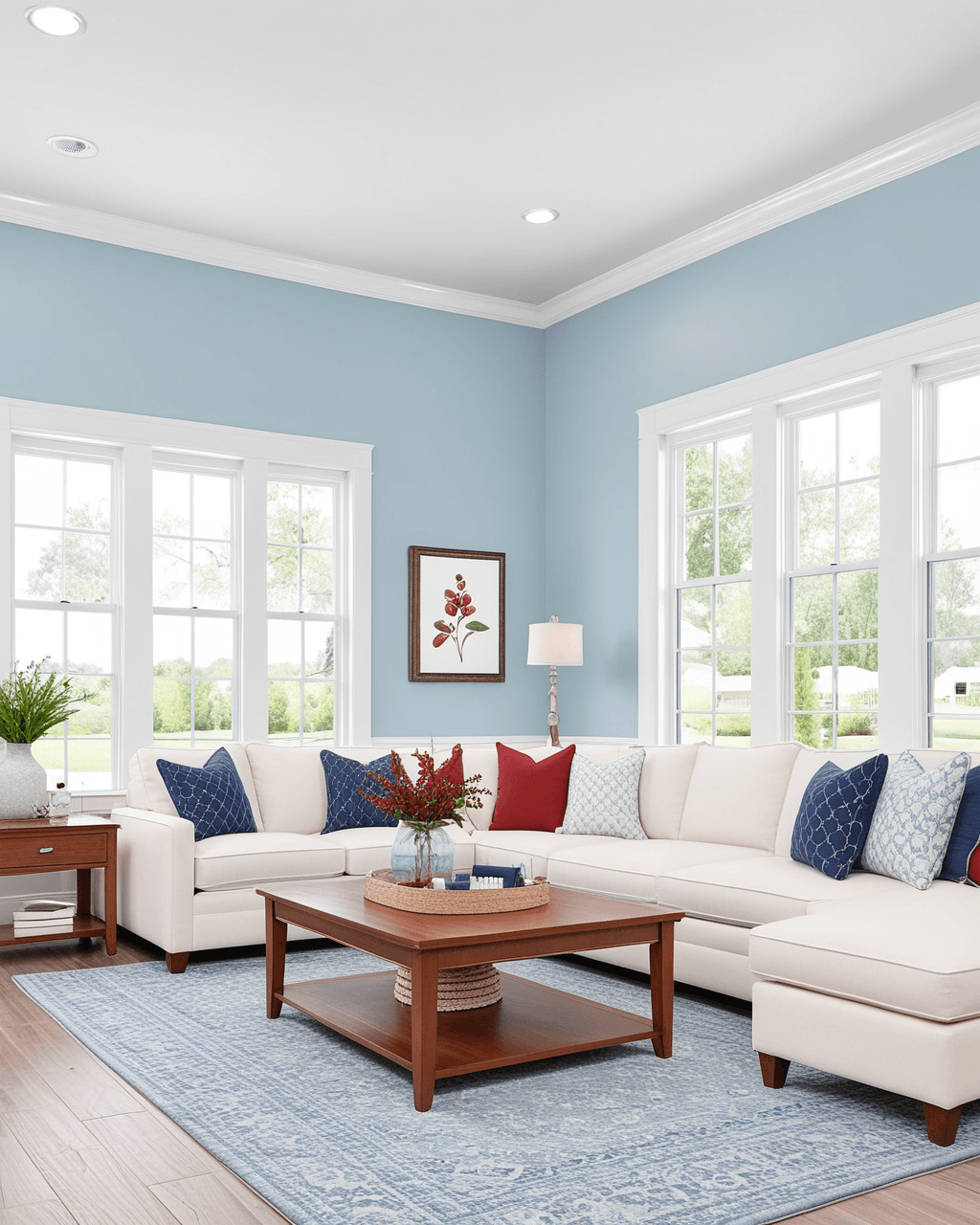 Pastel Living Room Interior paint color combination — Niebla Azul