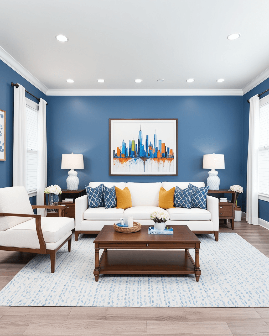Cool Living Room Interior paint color combination — Perfect Periwinkle