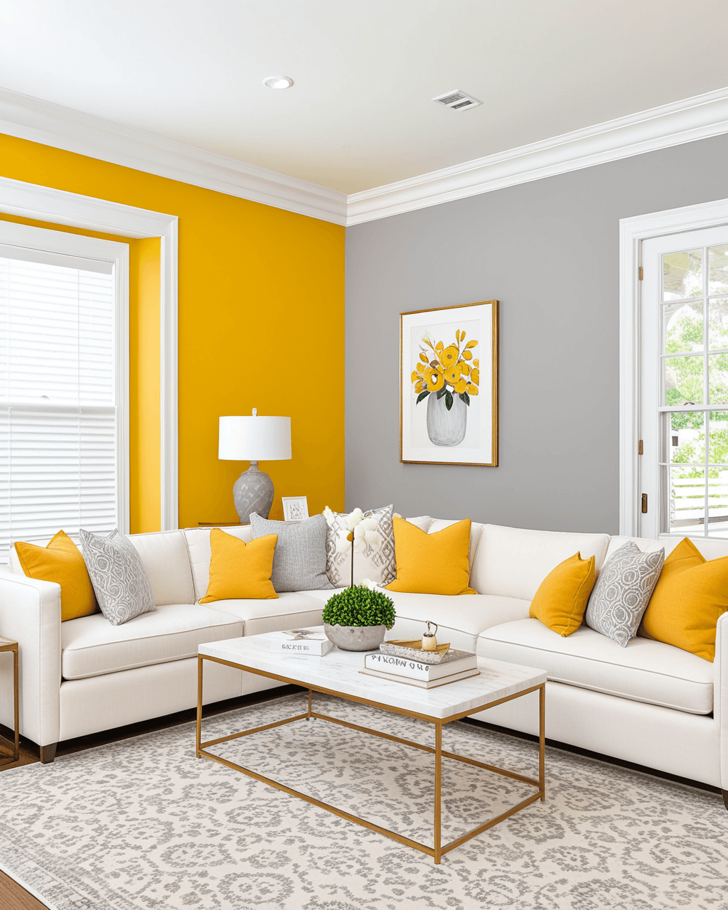 Bold Living Room Interior paint color combination — Citronella