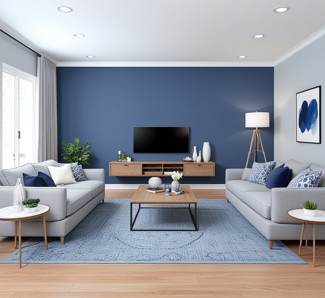Cool Living Room Interior paint color combination — Lazy Gray -i