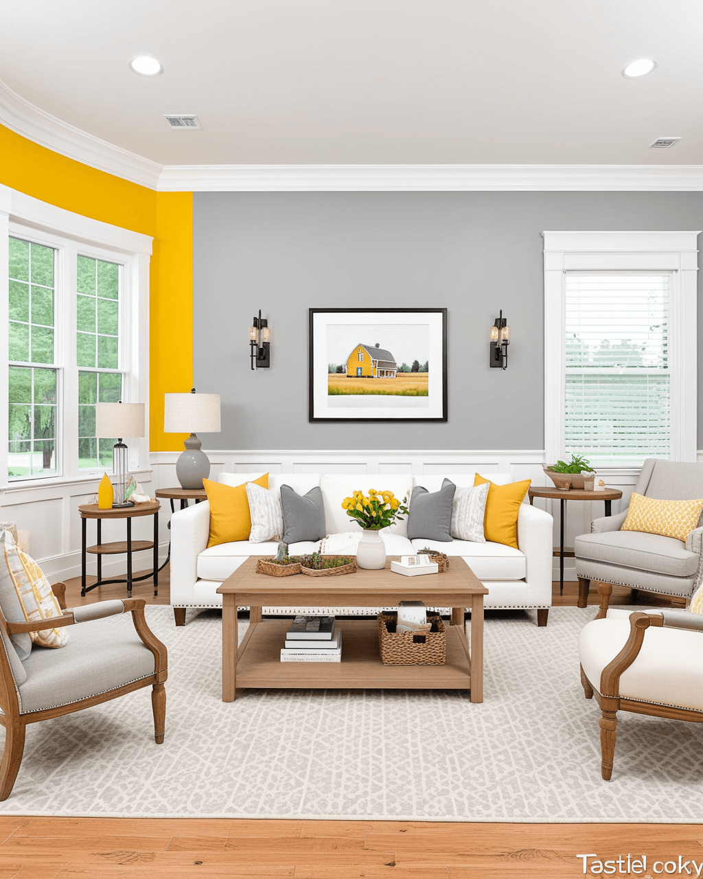 Bold Living Room Interior paint color combination — Goldfinch