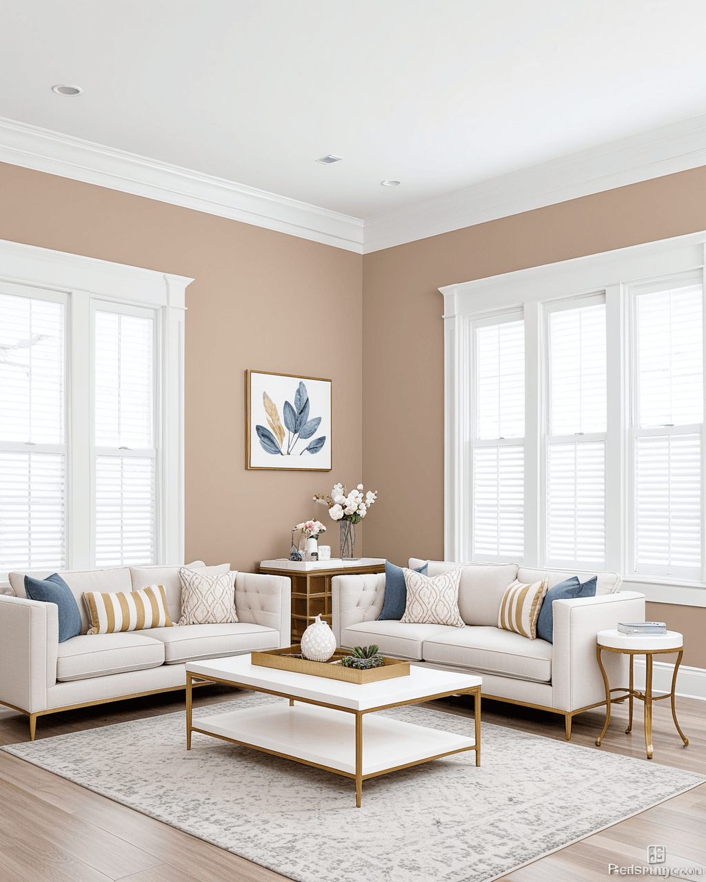 Pastel Living Room Interior paint color combination — Familiar Beige