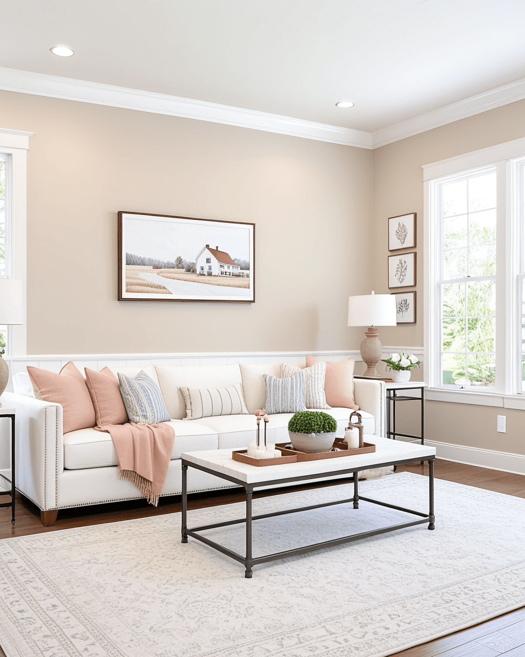 Pastel Living Room Interior paint color combination — Natural Linen -i