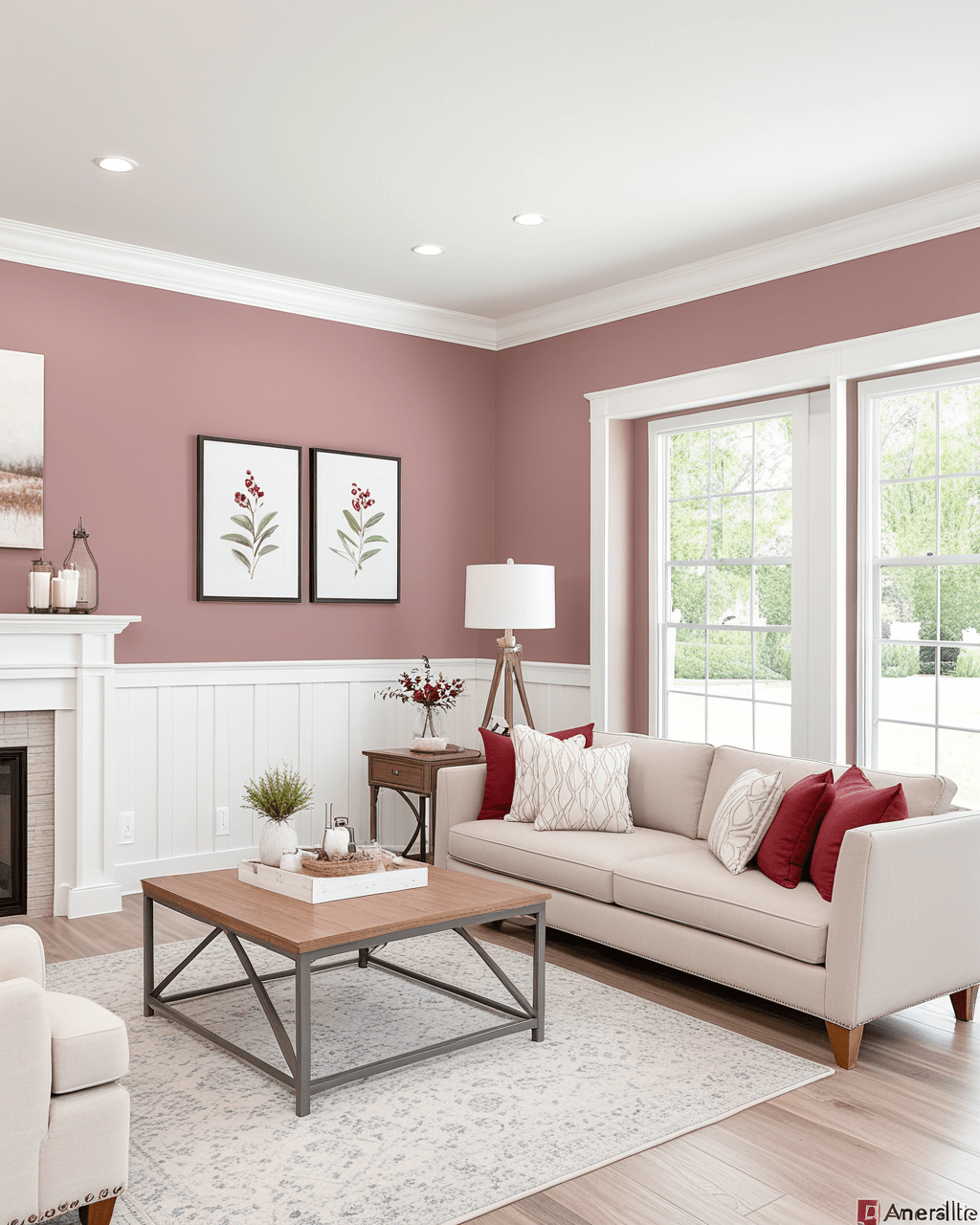 Earthy Living Room Interior paint color combination — Orchid
