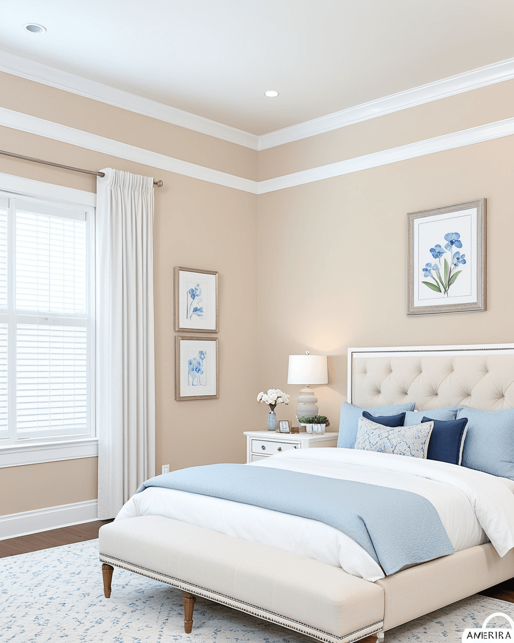 Warm Bedroom Interior paint color combination — Kestrel White