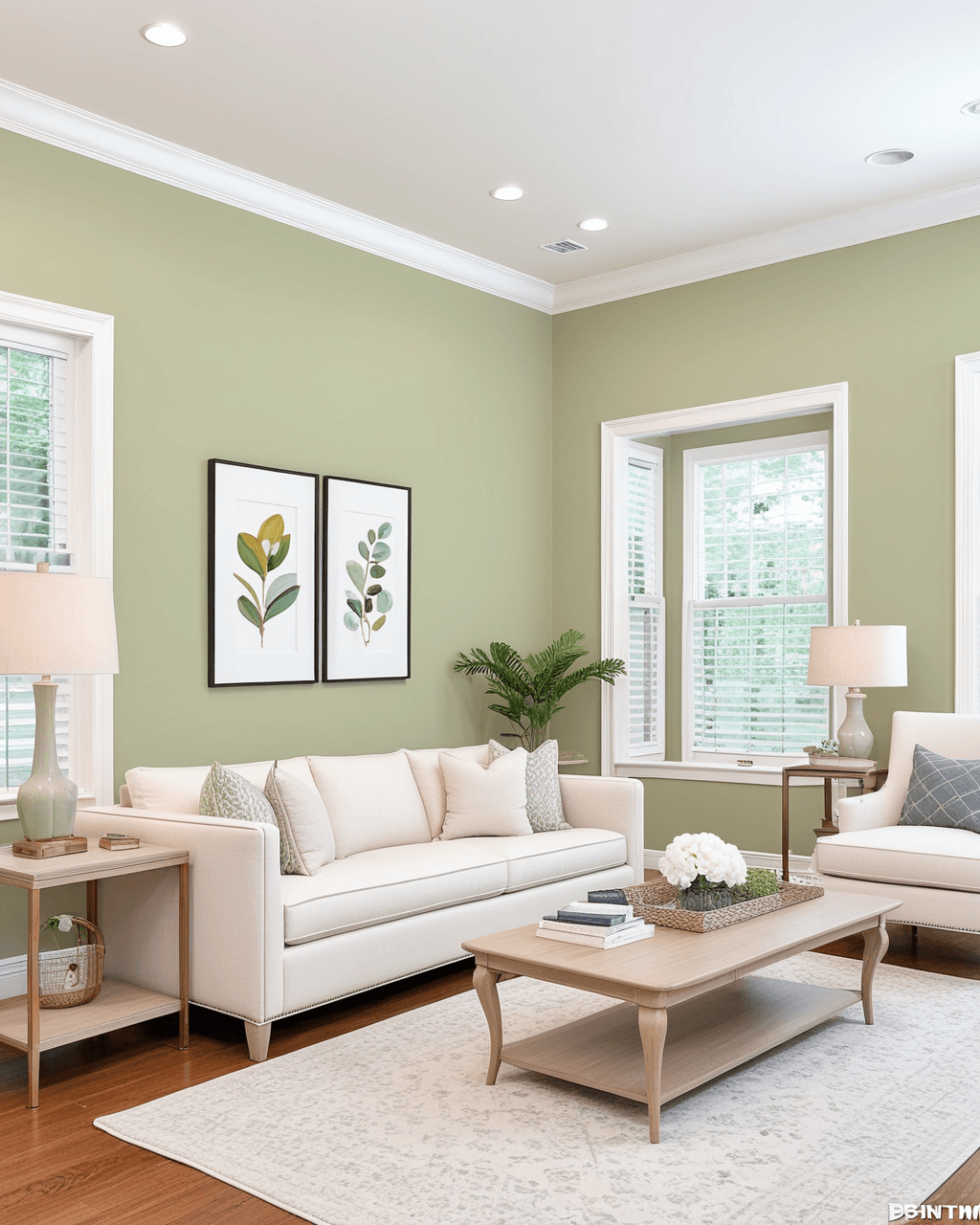Pastel Living Room Interior paint color combination — Grassland