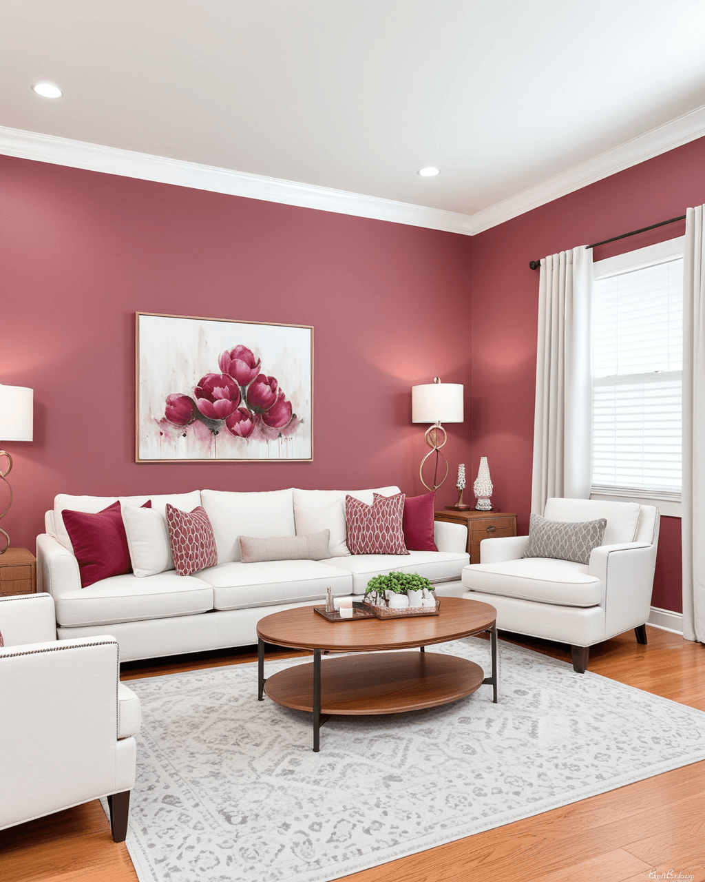 Bold Living Room Interior paint color combination — Carley's Rose