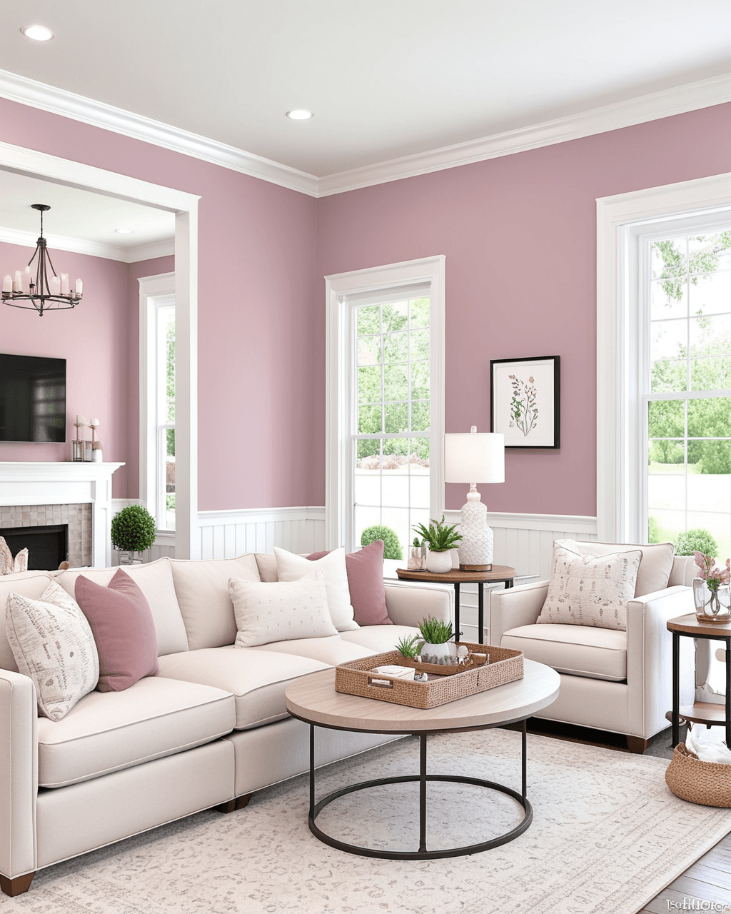 Pastel Living Room Interior paint color combination — Insightful Rose