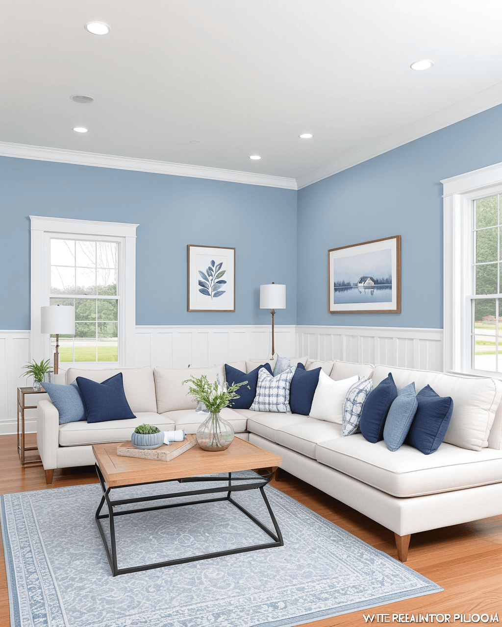 Pastel Living Room Interior paint color combination — Windy Blue